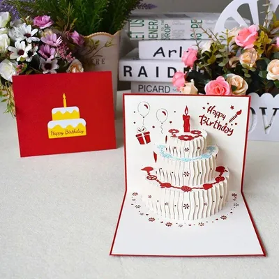 3D открытка на день рождения, открытки с выдувным тортом в виде свечи,  музыкальная поздравительная открытка на день рождения для парней, детей,  мамы, девушки | AliExpress