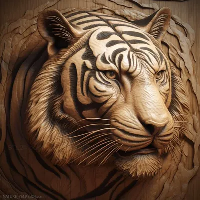 Природа и животные - Тигр 3, NATURE_7619 | 3D модель для ЧПУ станка