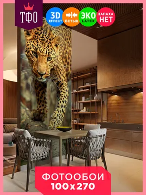 Топ Фотообои / 3D Животные. Леопард на дереве / 3Д расширяющие пространство  / Флизелиновые обои виниловые на стену / На кухню в спальню детскую зал  гостиную комнату интерьер коридор квартиру прихожую дом /