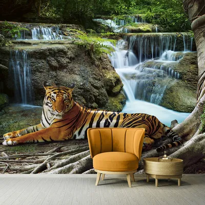 Дикие животные 3D фото обои 368x254 см Тигр на фоне водопада (14407P8)+клей  (ID#1754669445), цена: 1200 ₴, купить на Prom.ua