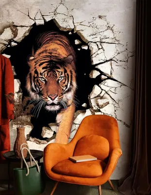 Флизелиновые фото обои в африканском стиле Животные Кошки Ягуар 368х254 см  3D Отражение леопарда в воде (126V8)+клей по цене 1800,00 грн