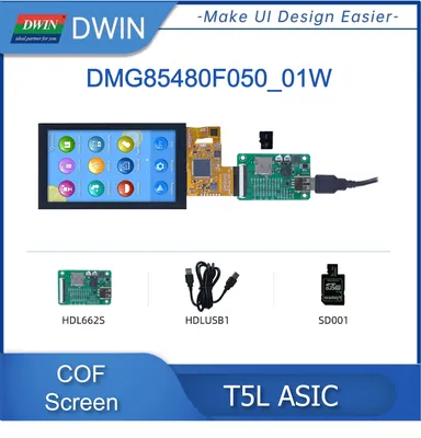 DWIN 5\" 480x854 IPS TFT LCD Display COF Ultra-thin and Ultra-light  Capacitive Screen Integrated Touch Panel DMG85480F050_01W