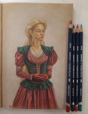 Рисунок девушки акварельными карандашами | Пикабу