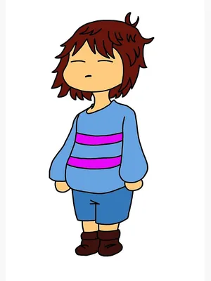 Frisk undertale female wearing blue shirt with yellow stripes and yellow  overall closed eyes brown hair anime style galaxy hd 4k uwu cute kawaii  smiling on Craiyon