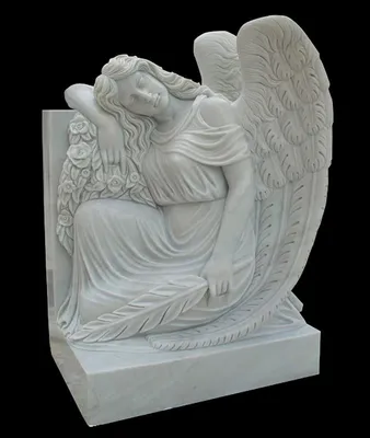 Статуэтки ангелов на кладбище. Скульптуру Ангела сидящего на колоне 50 см  бетон №8 купить по низкой цене в Украине — 591408887