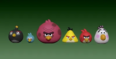 STL file 3 Pack - Inspired by Angry Birds characters Chuck, Red and Bomb -  all 3 character models included 😡・3D print object to download・Cults