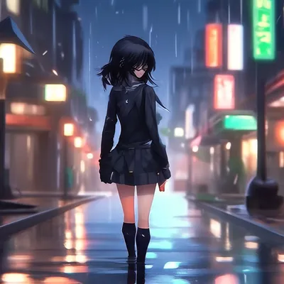 Фото девушки с черными волосами из аниме