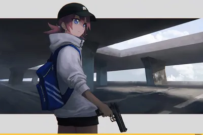Обои аниме, девушка, оружие на рабочий стол