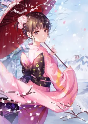 Картинки аниме девушки в кимоно (45 фото) » Картинки, раскраски и трафареты  для всех - Klev.CLUB