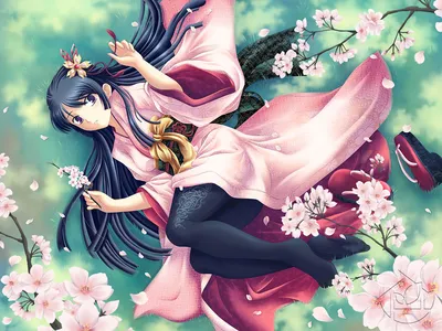 Картины Аниме \"Аниме девушка в розовом кимоно\" - арт 020002009 | Купить в  интернет-магазине Фото в дом - Фото в дом