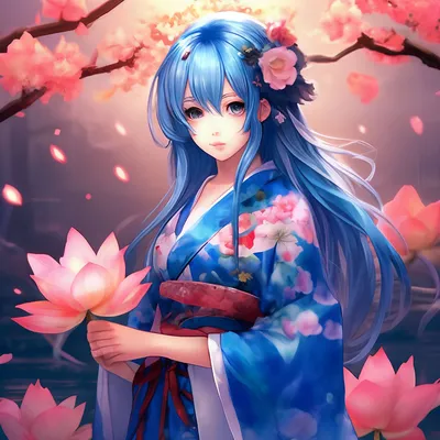 симпатичные аниме-девушки с коричневыми и светлыми волосами в кимоно сакура  цветут фоновый иллюстрация японских фантазий Иллюстрация штока -  иллюстрации насчитывающей влюбленность, сторона: 272696491