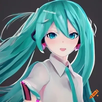 Cute hatsune miku anime style on Craiyon