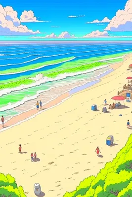 K-On! Девушки в купальниках на пляже, аниме, девушки, побережье,  рисованное, синее х - Обои для рабочего стола