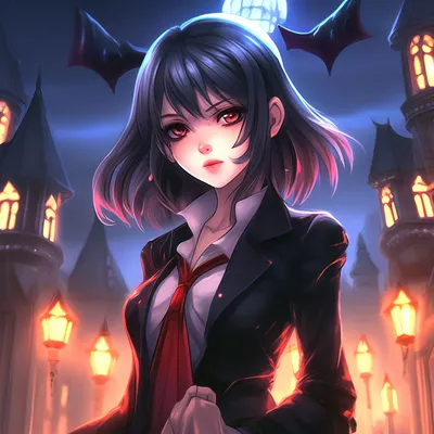 Девушка вампир в стиле аниме» — создано в Шедевруме