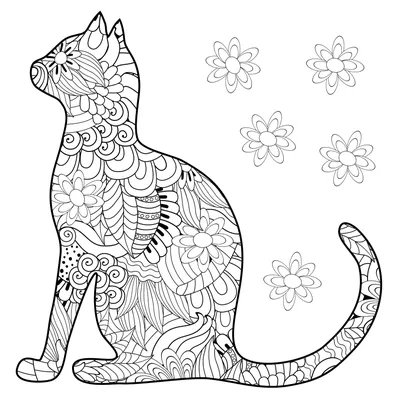 Силуэт кошки - Животные - Раскраски антистресс