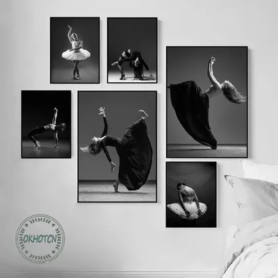 Черно-белая Картина на холсте балерины элегантная поза балерины фотопечать  плакат Настенная картина для декора интерьера комнаты | AliExpress