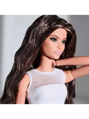 Кукла Барби в бесконечном движении, каштановые волосы - черные колготки,  синяя футболка, черные длинные волосы DHL84 | AliExpress