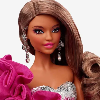 Купить куклу Барби коллекционную Высокая темнокожая с длинными волосами  Barbie Signature Looks Doll, Tall Dark-Brown Straight Hair #10