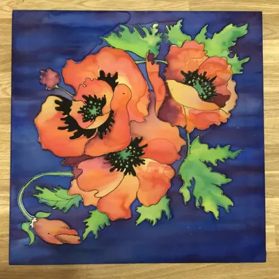 Шелковый шарф батик Цветы на воде