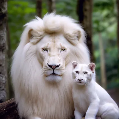 В Китае показали двух малышей редкого вида белого льва – ФОТО