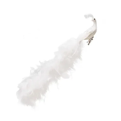 Портативная имитация белого павлина, красивая Рождественская вечеринка,  подвеска из настоящего пера, свадебные украшения, общий вес | AliExpress