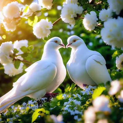 2 белых голубя стоят на ветке, картинки белых голубей, птица, голубь фон  картинки и Фото для бесплатной загрузки