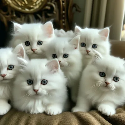 Белый пушистый котенок | Пикабу