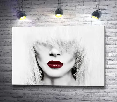 Картина \"Черно-белое фото блондинки с ярко-красными губами\" |  Интернет-магазин картин \"АртФактор\"