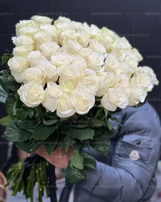 Букет из 11 белых роз 60 см - купить в Москве по цене 2590 р - Magic Flower