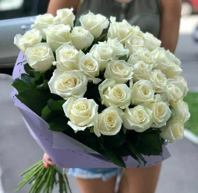 Купить «Букет из 25 белых роз» в Бутово - «Цветочный Квартал»