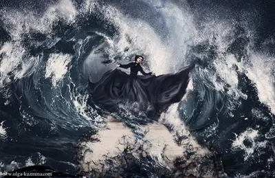 Фотография бушующего моря, погода пасмурная, оттенки черные, синие |  Wallpapers.ai