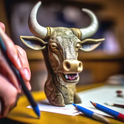 Бык - Изобразительное искусство - Карандаш, ручка, фломастер.