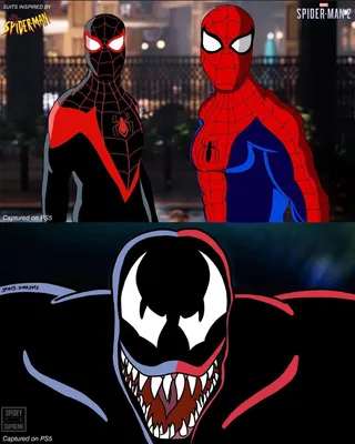 Ту самую сцену с Паучками и Веномом из Marvel's Spider-Man 2 показали в  стиле мультика из 90-х