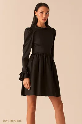 Черное платье с расклешенными манжетами 0359059584-50 - купить в  интернет-магазине LOVE REPUBLIC по цене: 1 699 ₽