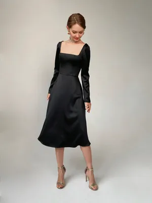 Черное платье мини с объемными рукавами можно купить с доставкой и  примеркой в интернет магазине olalafason.ru в Москве