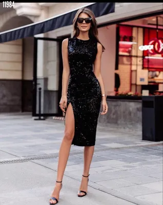 Черное платье мини с буфами