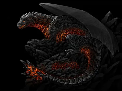 Черный дракон с синим глазами, …» — создано в Шедевруме