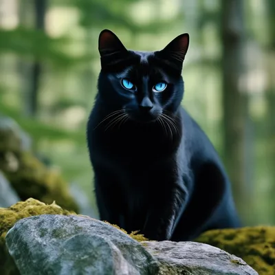 Черный кот с синими глазами арт - 71 фото