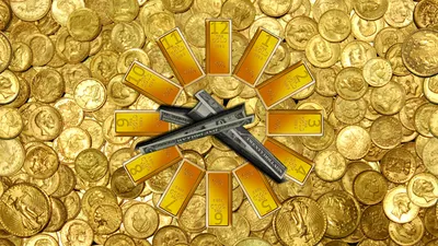 Деньги золото рубли доллары евро …» — создано в Шедевруме