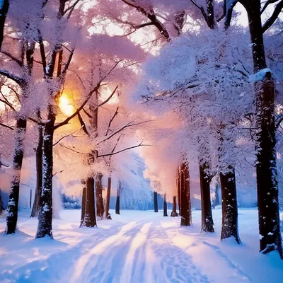Закат Сквозь Голые Деревья Зимой Стоковые Фотографии | FreeImages