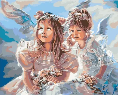 Раскраска Ангел-хранитель и дети распечатать или скачать