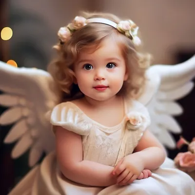 Фотографии Младенцы Крылья ангел с крылышками Дети Взгляд