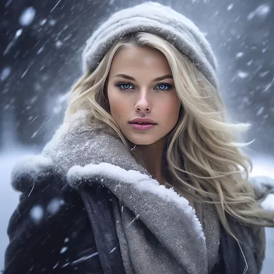 Зима красивая девушка блондинка во …» — создано в Шедевруме