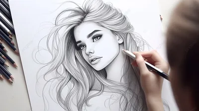 Лицо девушки рисунок карандашом - 69 фото