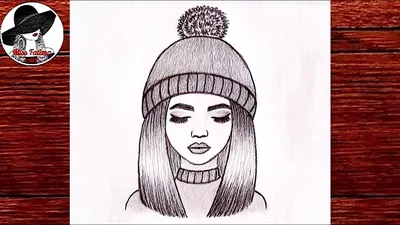 Как Нарисовать Девушку В Шапке Очень Легко | Рисуем Карандашом Девушку В  Шапке | Красивые Рисунки - YouTube