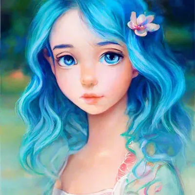 Девушка с голубыми волосами: описание и фото» — создано в Шедевруме