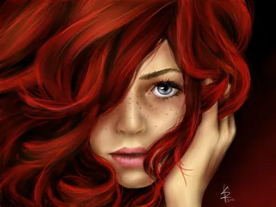 Портрет красивой девушки с красными короткими волосами в студии на зеленой  предпосылке Стоковое Изображение - изображение насчитывающей расцветка,  очарование: 52373057