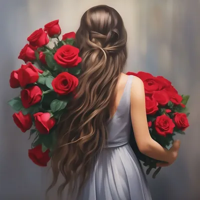 Девушка с розами со спины на аву (17 фото) - shutniks.com