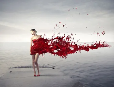 девушка в красном платье Stock Photo | Adobe Stock