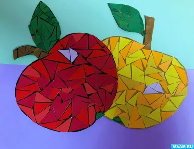 Аппликация для детей старшего дошкольного возраста в технике «мозаика» из  цветного картона «Яблоко» (11 фото). Воспитателям детских садов, школьным  учителям и педагогам - Маам.ру